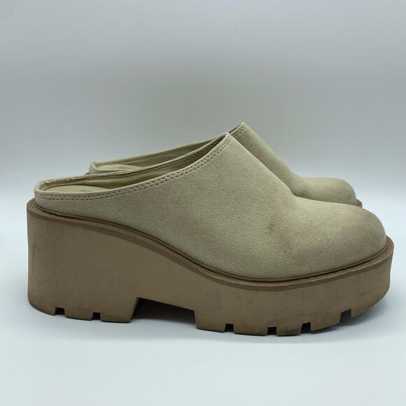 Dirty Laundry DL Cream Tan R-Test Block Heel Clogs Mules Slides Women's size 6.5 - Picture 1 of 9